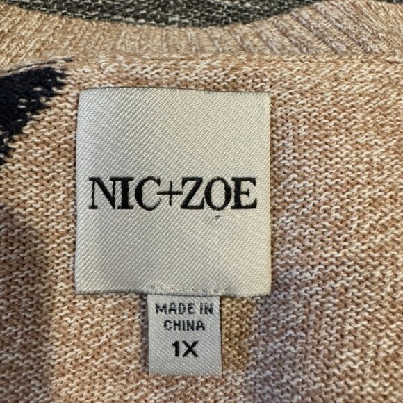 Nic + Zoe Cream & Black Floral Crewneck Sweater Tunic – Size 1X – Boho Style - Picture 4 of 9